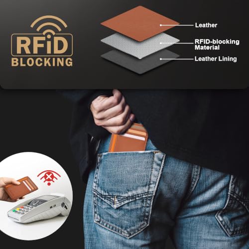 Image of Travelambo Slim Wallet Front Pocket Minimalist Leather RFID Blocking Medium Size