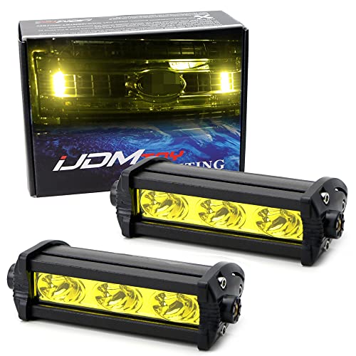 iJDMTOY (2) High Power 3-CREE LED Daytime Running Light Kit Compatible With Behind The Grille or Lower Bumper Insert Area, 3000K Yellow