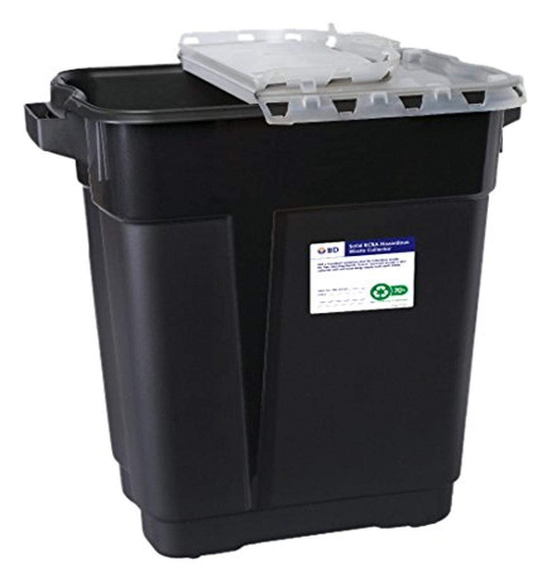 BD Medical Systems 305069 Black RCRA Hazardous Waste Collector with Slide Top, 9 gal Capacity, 18.75