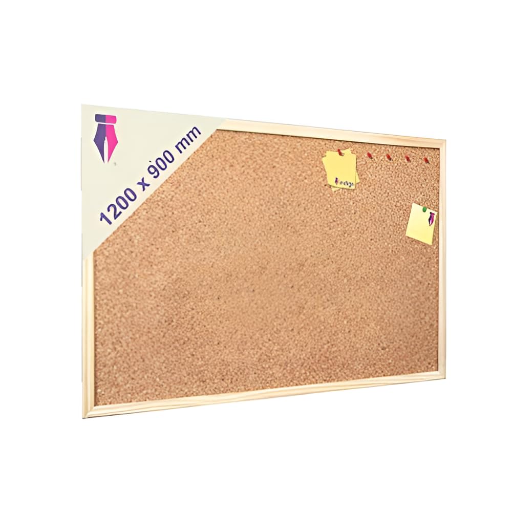 Indigo® Premium Cork Board – 120x90cm Wooden Frame Pin Notice Board – Durable, Self-Healing, Ideal for Home, Office & School Use