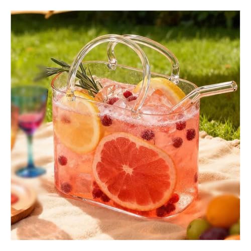 Fxiaobin Vaso con Forma de Bolso para Bebidas con Pajita Copa con Forma de Bolso para Cócteles Jugos Té Postres y Arreglos Florales,1pcs