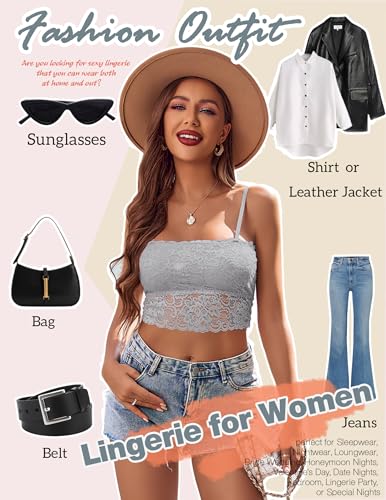 Image of Avidlove Bralettes for Women Lace Spaghetti Strap Tank Top Tube Slim Basic Camisole