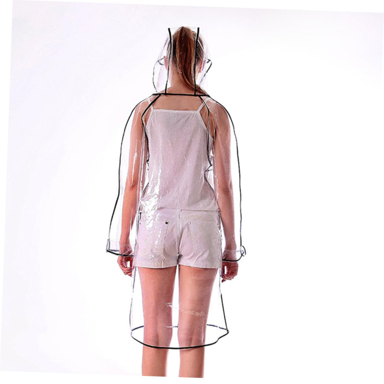 Beavorty Reutilizable para Adultos con Capucha Poncho Transparente EVA con Borde Colorido Resistente y Portátil para Actividades al Aire y