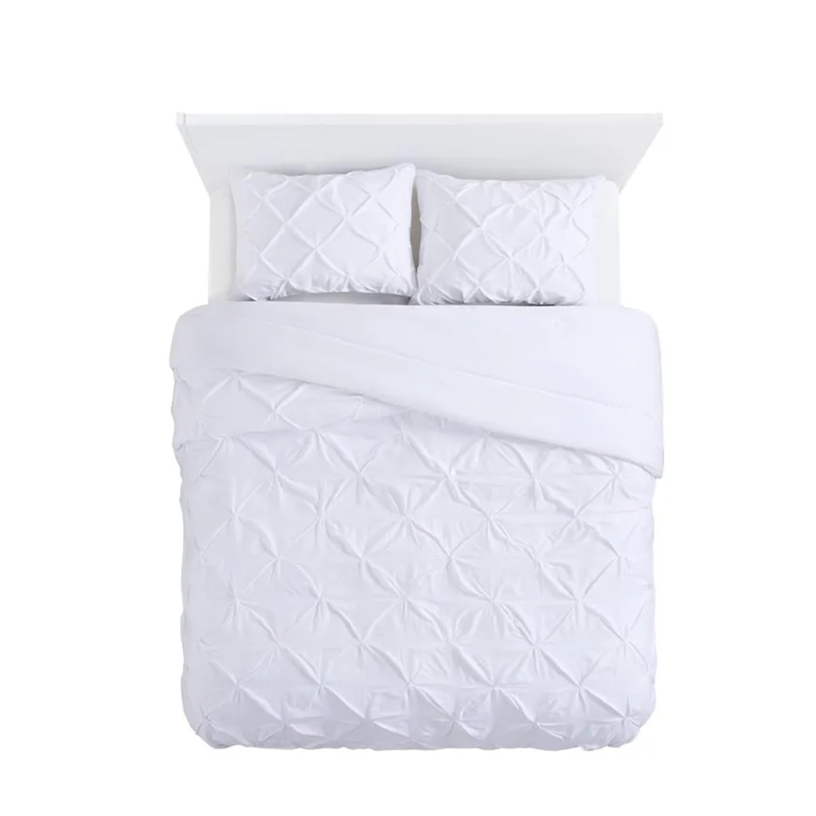 Edredón blanco para cama de matrimonio Ropa de cama de algodón Pintuck para dormitorios nórdicos