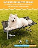 KingCamp Erhöhtes Hundebett Hundeliege Outdoor Haustierbett Haustierliege Atmungsaktivem Mesh & Wildledermatte & Rutschfesten Füßen für Reisen Garten Outdoor Indoor, Schwarz 121 × 68 × 30 cm