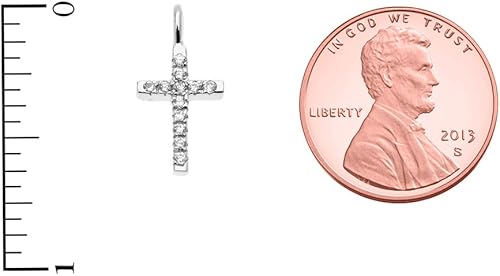 Miniatura 2 de Hermoso y delicado colgante de cruz de diamantes de oro blanco de 14 quilates, Oro blanco, diamante blanco