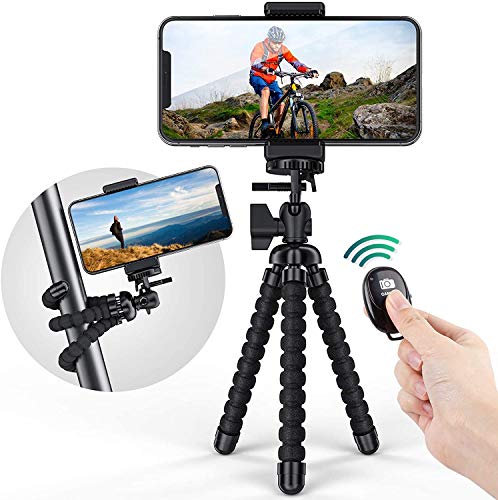 Flex On 'Em - Universal Flexible Tripod Phone Stand with Bluetooth Remote, Fits Any Phone, Desk Stand or Camera Stand, Selfie Stick That Grabs