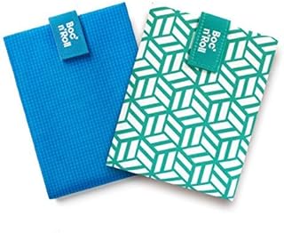 Roll'eat - Pack de 2 Unités, Boc'n'Roll Active Bleu et Boc'n'Roll Tiles Vert | Deux Sacs à Sandwichs, Emballages Réutilisables et Écologiques sans BPA