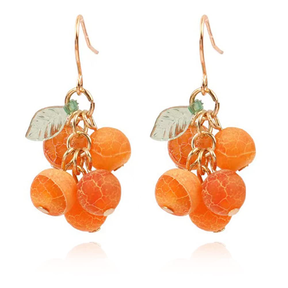 SUANTIANMG Boho Retro Handmade Fruit Orange Earrings Unique Tassels Cute Creative Dangle Drop Earrings For Women Jewelry Gifts