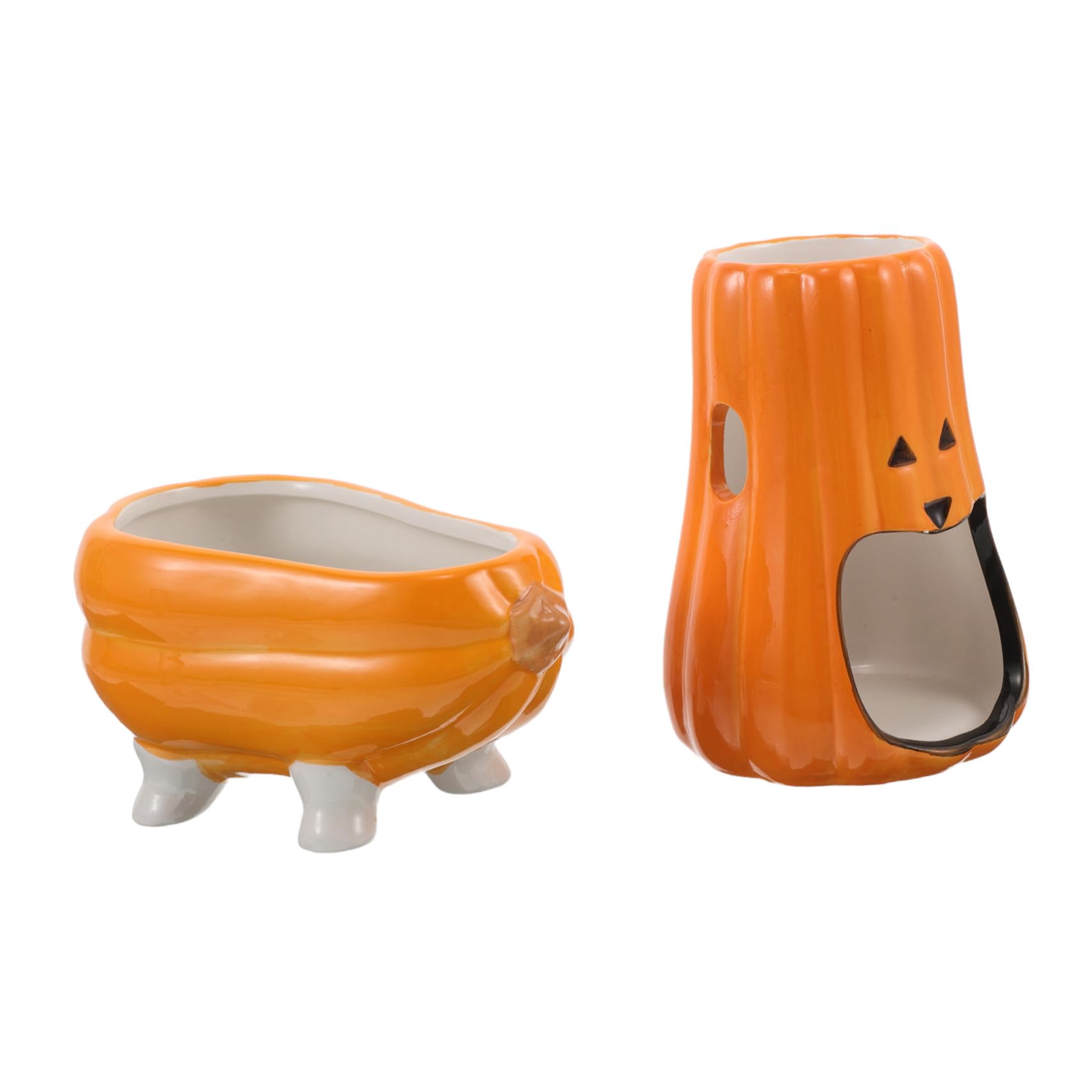 Toddmomy Support pour Distributeur Eau Céramique Forme de Citrouille Base Élargie Antichute Porte-Bouteille pour Hamsters Gerbilles Souris et Petits Rongeurs