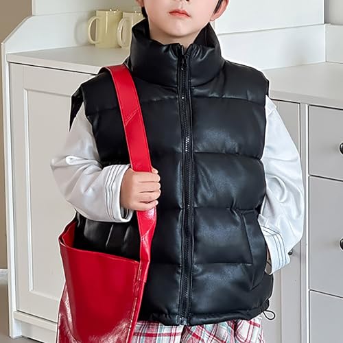 Girls Puffer Vest Thermal Lightweight Zip Up Turtleneck Sleeveless Kids Winter Coat Boys Fall Cropped Down Jackets4