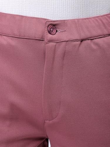 Image of The Indian Garage Co Men Slim Fit Solid Mid-Rise Stretchable Knitted Jogger Trousers