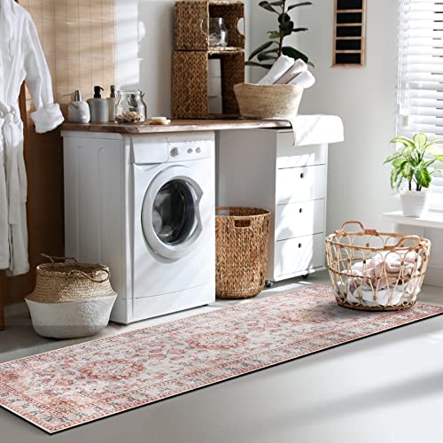 Melajia Laundry Room Runner Rug Non Slip 2X6 Large Laundry Room Rubber Mat Pink Washable Kitchen Floor Mats Low-Profile Hallway Runner Rug For Entryway Bathroom #TOP8