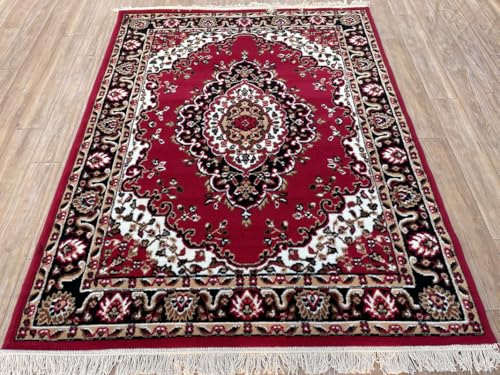 Image of TTC THREAD & TEXTURE CARPET Traditional Comfort: Power-Loomed Carpets for Living Room- Every Space Area Rug Color Red Size 8x11 Feet (240x320cm)