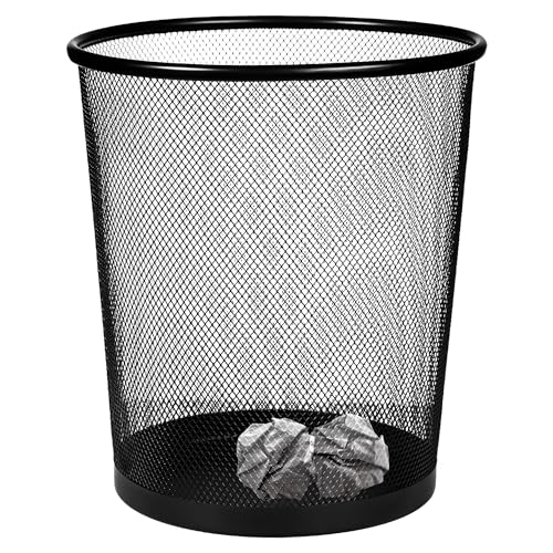 Albert Austin 8L Anti Slip Round Mesh Bin Tear-Resistant Office Bin Trash Can Waste Paper Bin for Home Dorm Rooms Garage Kitchen Living Rooms Bedrooms Sturdy Steel Lightweight Rubbish Can Garbage Bin