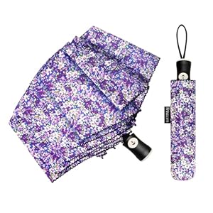 Travel Umbrella Compact, Pretty Automatic Folding Umbrella, Lightweight Umbrella Windproof, Colorful Flower Rain Umbrella for Adults Women, Cute Portable Umbrella for Backpack