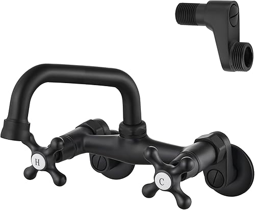 Miniatura 15 de Airuida Grifo de cocina de níquel cepillado para montaje en pared, boquilla de 8 pulgadas, montaje en pared, grifo de fregadero de lavandería