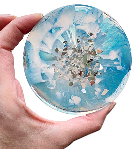 image for Unicone Art Druzy Geode Crushed Glass for Resin Art (1-Pound Jar), Sil
