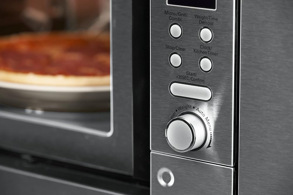 Respekta Einbau-Mikrowelle MW800 / 20 L Mikrowellengerät mit Grill/Mikrowelle 800 W/Grill 1000 W / 5 Leistungsstufen/Digitaltimer / 38 x 56 x 50 cm Einbaumaße (H x B x T)
