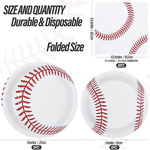 Adxco 80 Pieces Baseball Party Supplies Baseball Paper Plates 13 X 13 Inch Baseball Napkins Baseball Party Decorations For Birthday, Baseball Theme Party #TOP1