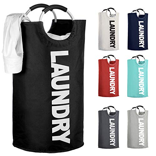 IHOMAGIC Laundry Basket, Large Laundry Hamper Collapsible, 85L Laundry Bag with Handles, Durable Washing Bin Clothes Bag Waterproof, Stand Upright for Bedroom Laundry Dormitory Camp (Black)