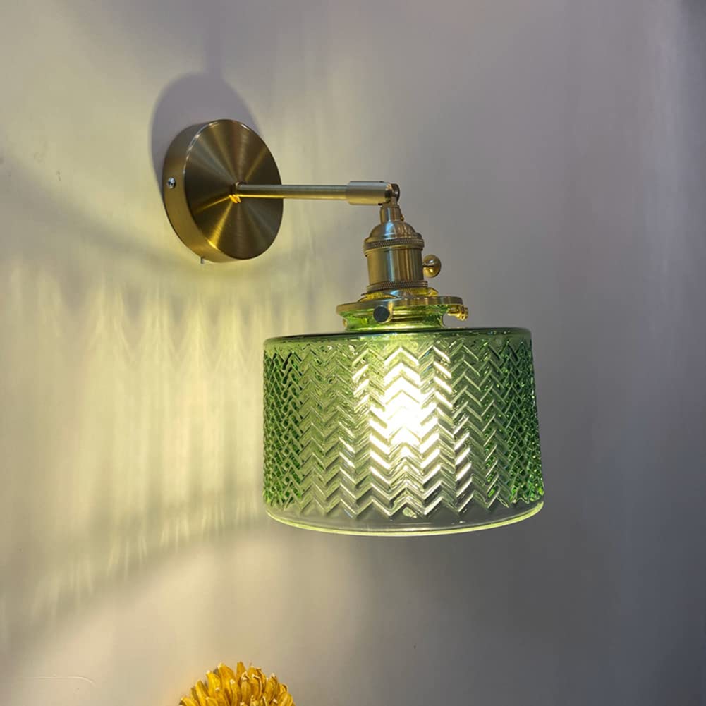 Lampada da parete in vetro con braccio oscillante e interruttore, paralume moderno stile Edison, per camera da letto, soggiorno, cucina