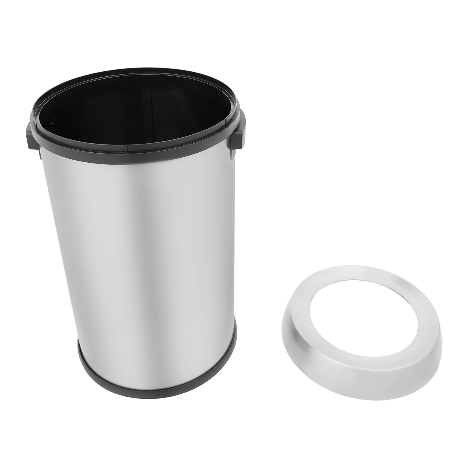 Cubo de basura de cocina, cubo de basura de acero inoxidable con tapa extraíble, 65 l, cubo de basura abierto para restaurantes, corredores de centros comerciales, vestíbulos de hotel, áreas