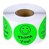 Danke Aufkleber 500 Stücke Rund Smiley Thank You Aufkleber Label Papier Abdichtung Aufkleber Selbstklebend Geschenksticker Selbstgemacht Aufkleber Etiketten für Backen Geschenke Hochzeit 2.5cm Grün