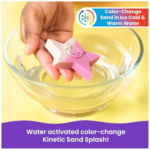Kinetic Sand Splash, 1.5lb White-Pink Color-Change Play Sand & Character Mold, Resealable Bag, Sensory Toys, Holiday Gifts & Stocking Stuffers for Kids Ages 3 and up