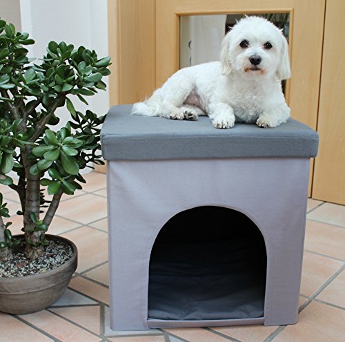SunnyDogs Hundehöhle 50x50x50cm, grau, Katzenhöhle, Hundebett, Katzenhaus