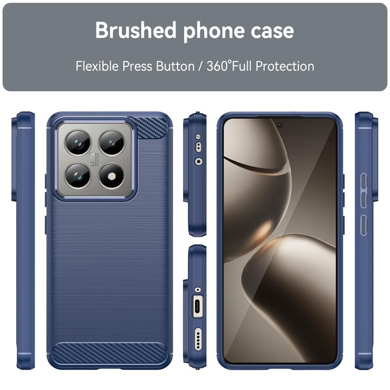 Image of Hybrid Carbon Fiber Back Case for Xiaomi Mi 14T Pro (Blue)