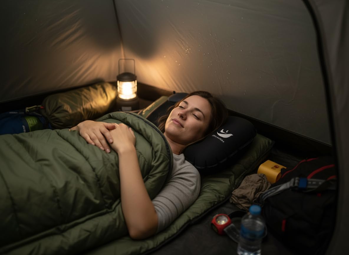 Paquete de 2 almohadas inflables para camping, almohada de aire inflable para soporte lumbar y cuello, diseño de presión para inflar, almohadas de viaje para camping, senderismo y