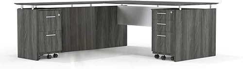 Miniatura 7 de Mayline MNRTTSS Medina 48-12 "W Retorno sin manos para usar con escritorios, se vende por separado, laminado texturizado de sal marina