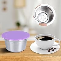 Vista 7 de Taza de cápsula de café recargable reutilizable de acero inoxidable apta para cafetera Dolce Gusto (morado)