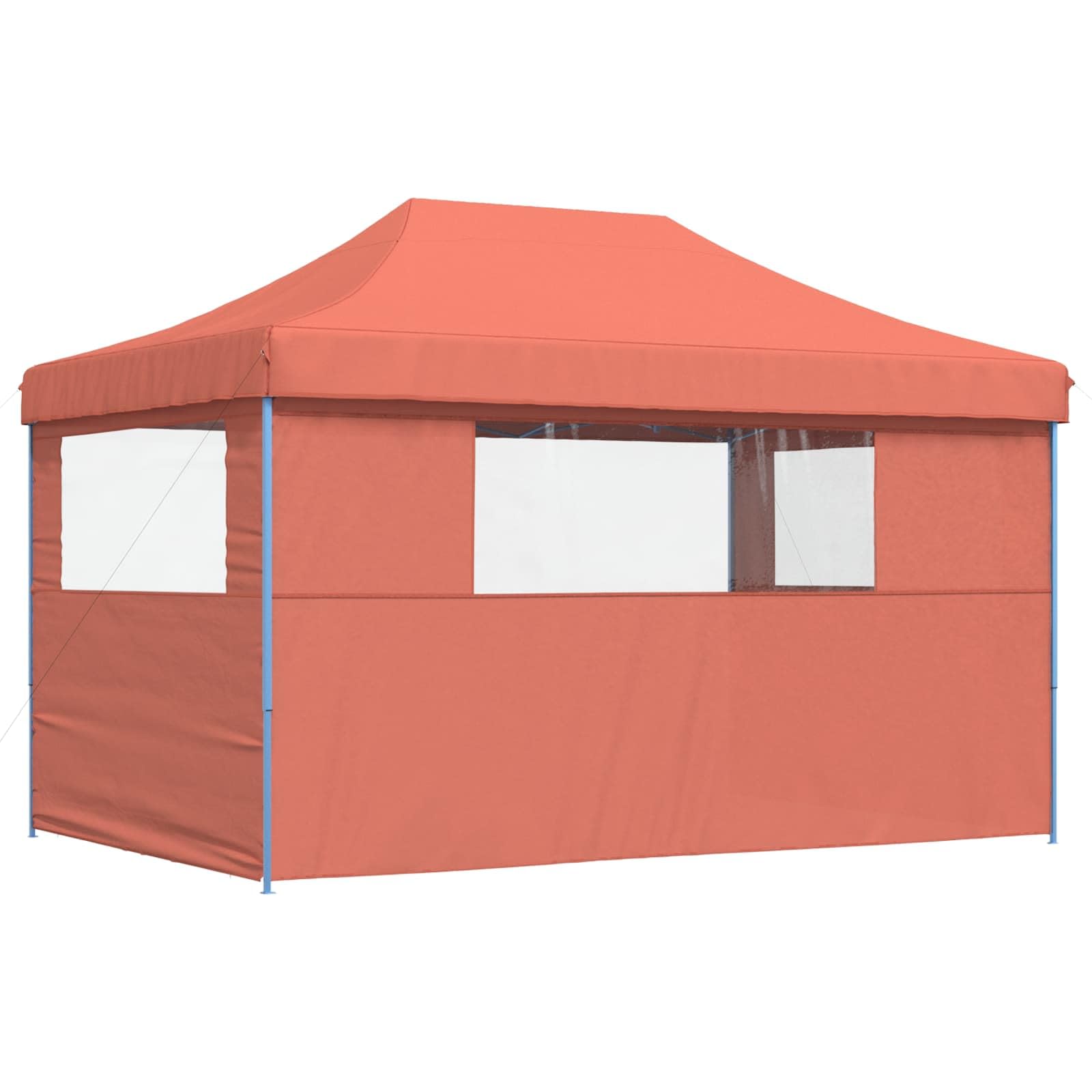 Carpa plegable para fiestas con 3 paneles laterales de terracota – Carpa plegable para eventos, bodas y fiestas, tela Oxford con revestimiento de PVC