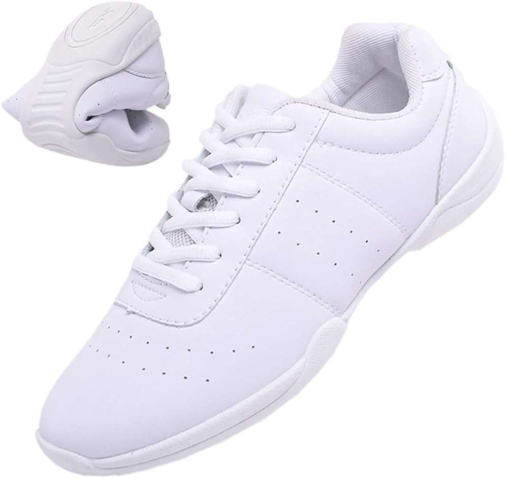DADAWEN Adult & Youth White Cheerleading Shoe Athletic Sport Training Competition Tennis Sneakers Cheer Shoes