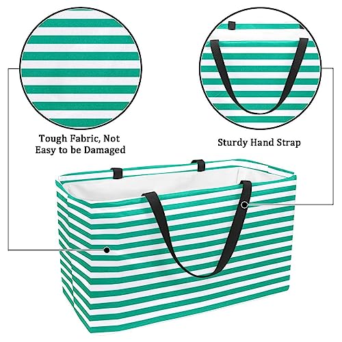 Sac fourre-tout lavable à rayures vertes grand format
