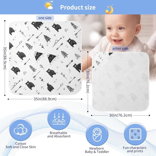 Image of Pigsaly Cute Bear Faces Hooded Baby Towel Black Animals Baby Bath Towel Unisex Toddlers Hooded Towels Cotton Boy Washcloths Girl Shower Towel for Infant Newborn 30 x 30 in