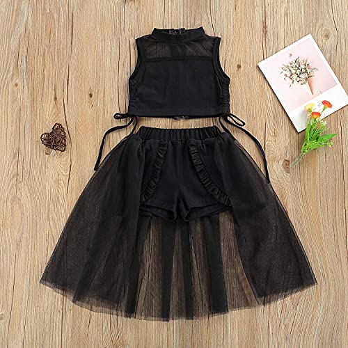 Image of Kids Baby Girls Outfits Floral Ruffle Off Shoulder Crop Tops + Bowknot Denim Shorts Skirt Set Toddler Summer Clothes