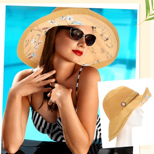 3 Sombreros de malla de verano para mujer con ala ancha miniatura 5