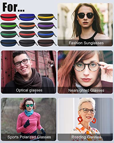 Weewooday 12 Pack Hard Shell Sunglasses Case Shell Eyeglassesc Travel Portable For Men Women (Knit Fabric) #TOP6