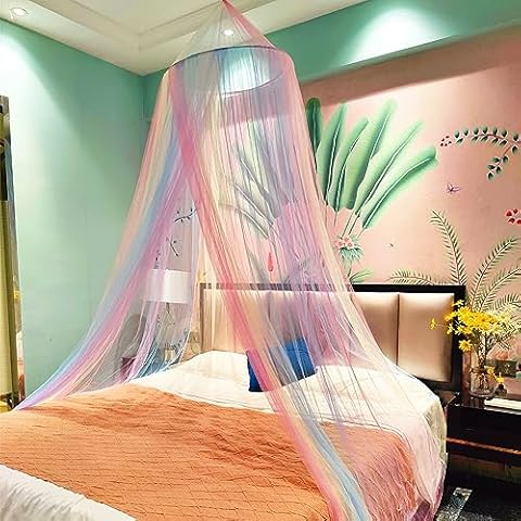 Eimilaly Rainbow Bed Canopy for Girls Cover