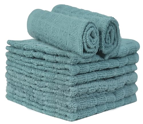 Image of Bumble Dish Cloths (8 Pack) | 12 inch x 12 inch | 100% Cotton Kitchen Towels | 406 GSM | Soft, Highly Absorbent & Durable Dish Towels for Kitchen | Aqua