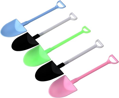 HAZOULEN Colorida novedad desechable de plástico forma de pala cuchara de postre, juego de 100