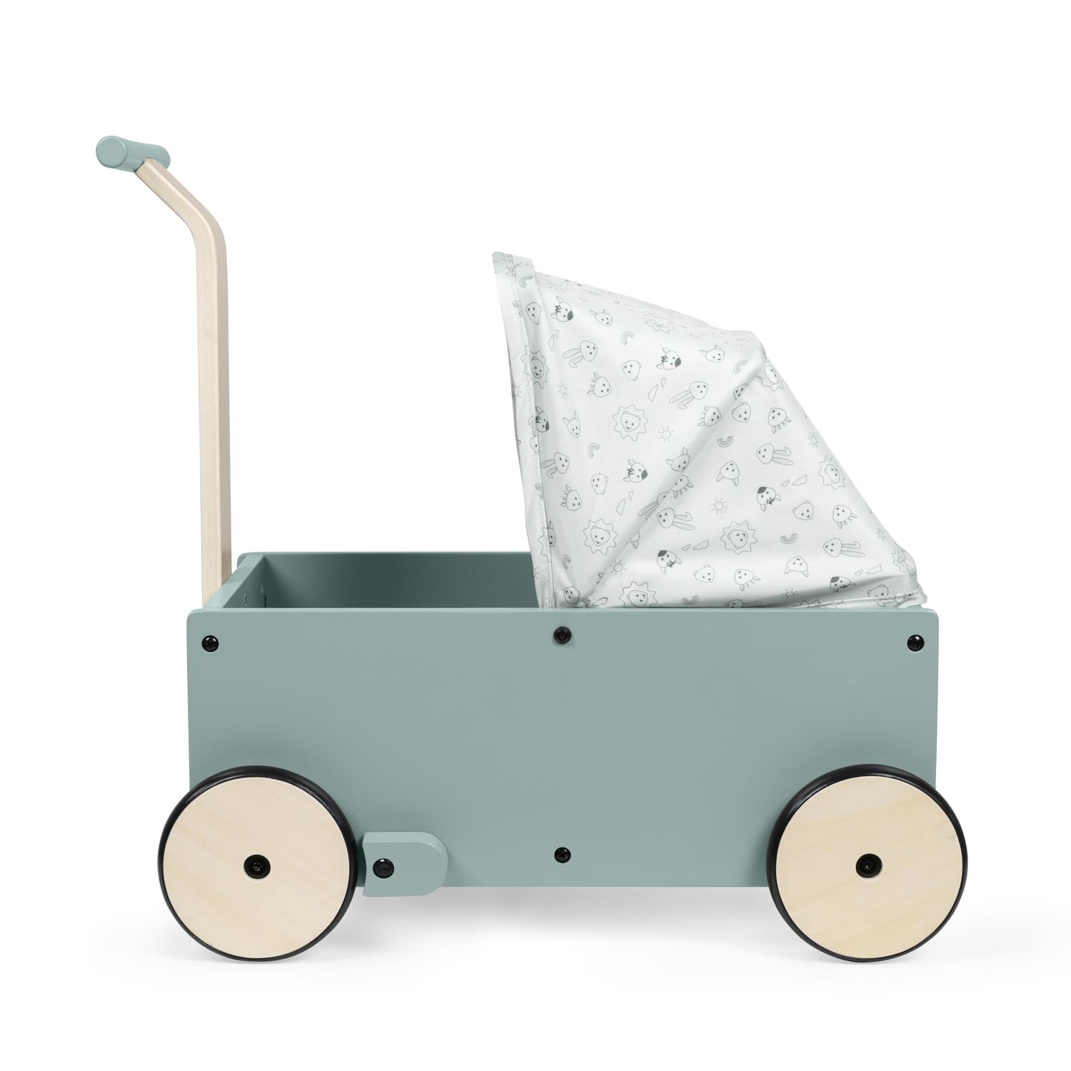 hauck Learn to Walk Dolls Wózek dla dzieci od 1 roku życia, wózek dla lalek i pluszaków do 43 cm, wielofunkcyjny drewniany chodzik z hamulcem i rączką