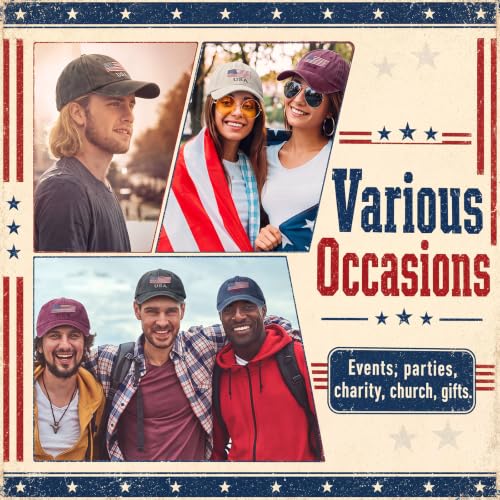 Image of Geyoga 4 Pack USA Flag Baseball Cap Washed