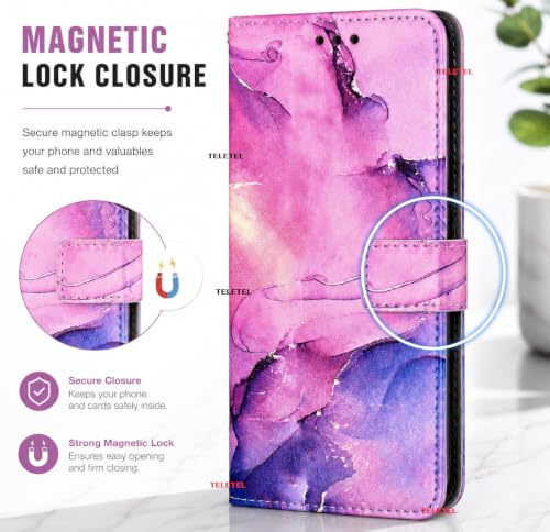 Image of TELETEL Marvel Magnetic Closure Flip Shock Proof Back Cover with Cards & Cash Pockets | Wallet Case - Purple for Vivo V50 5G