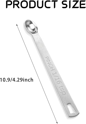 Miniatura 10 de 4 piezas 18 cucharadita (18 cucharadita  0.0 fl oz  0.625 cc) cuchara medidora individual, acero inoxidable, 18 cucharadita pequeña cuchara medidora