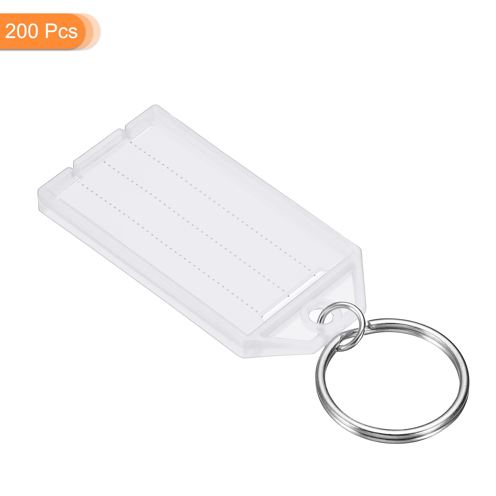 PATIKIL Plastic Key Tag, 200 Pack Key Identifiers with Split Ring Labels Window 58x28mm for Luggage Office Hotel White - Image 3