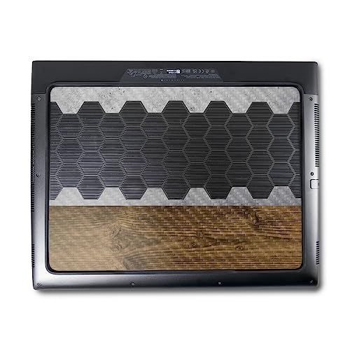 Image of MightySkins Carbon Fiber Skin Compatible With Alienware M18 R1 (2023) Full Wrap Kit - Concrete Wood | Protective, Durable Textured Carbon Fiber Finish | Easy To Apply & Change Styles | Made in the USA